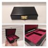 Black wooden case box for coins, velvet colour of your choice