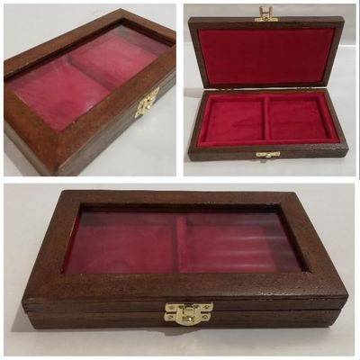 Wooden casket for medals 2 boxes 10x10cm Italian velvet handmade Coins&More coins wallet customizable
