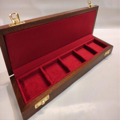 Wooden case box for coins 5 boxes 50x50mm velvet Italian Handmade