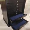 Wooden cabinet 10 drawers for pins, jewelry, military badges and other interior in Italian velvet customizable view 3