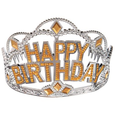 Elegant Silver & Gold Birthday Tiara - 4.5" x 3.5" (1 Pc.) - Premium Quality Party Accessory - Unique, Stylish & Comfortable Crown - Perfect for Birthday Celebrations