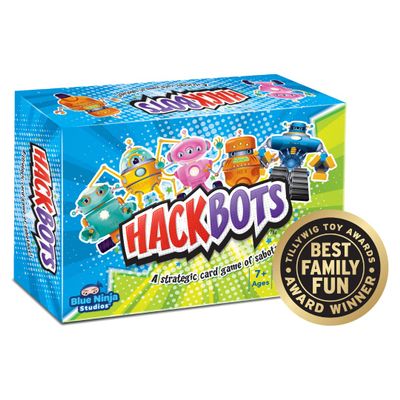 Blue Ninja Studios HackBots Strategy Card Game of Sabotage, Award-Winning Family Fun for Kids, Tweens, Teens and Adults Ages 7 Years and Older, 2-5 Players