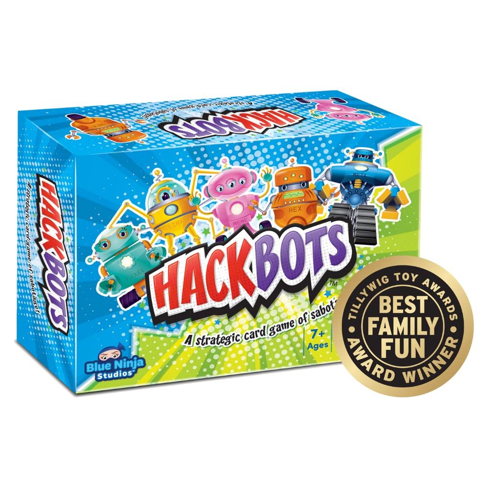 Blue Ninja Studios HackBots Strategy Card Game of Sabotage, Award-Winning Family Fun for Kids, Tweens, Teens and Adults Ages 7 Years and Older, 2-5 Players