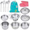 Yellora Play Pots and Pans Sets for Kids, Stainless Steel Cookware Toys Gift Set for Christmas, Pretend Play Kitchen Accessories, Role Play Educational Toys for Kids Toddlers Boys Girls view 1