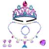Keenjorika 6pcs Girls Princess Necklace Bracelets Ear Clips Set Mermaid Crown Pendant Colorful Plastic Princess Party Dress Up Pretend Play Christmas Gift view 1