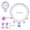 Keenjorika 6pcs Girls Princess Necklace Bracelets Ear Clips Set Mermaid Crown Pendant Colorful Plastic Princess Party Dress Up Pretend Play Christmas Gift view 3