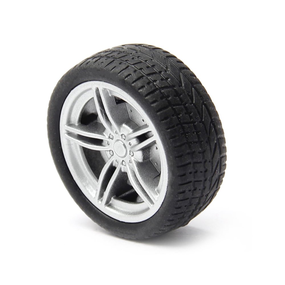 Yinpecly RC Car Wheel 38mm Dia Rubber RC Drift Cars Tires Set for DIY RC Car Truck Boat Helicopter Model Silver and Black 1PCS