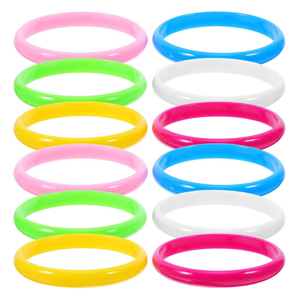 jojofuny Candy Color Plastic Bangle Bracelets Set for Party Favors Birthday Kids Teens Adults Fashion Jewelry Wristbands 48Pcs