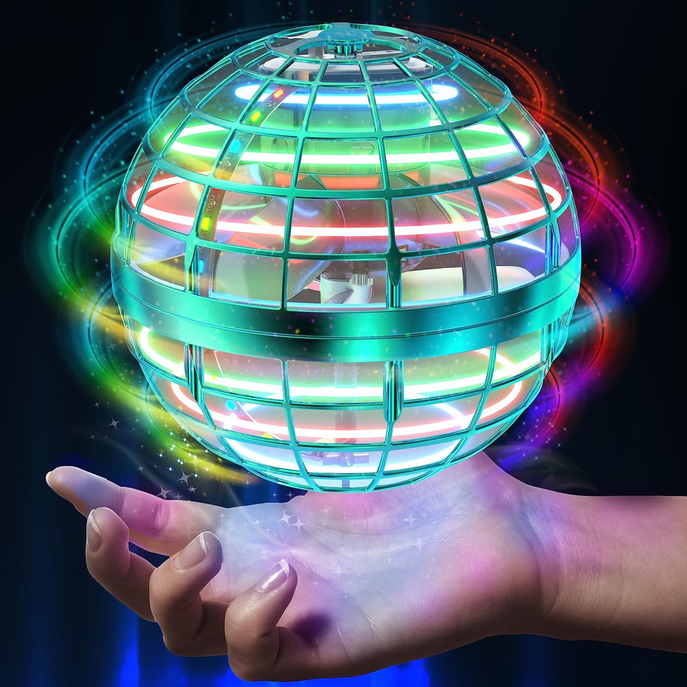 AMERFIST 2025 Flying Orb Ball Toy,Cosmic Globe Boomerang Hover Ball Galactic Fidget Spinner, Hand Drone Orbit, Cool Toys Gift for 6 7 8 9 10+ Year Old Boys Girls Teens Outdoor Toys(Light Blue)
