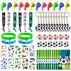 Soccer Party Favors Supplies Set With 80PCS Soccer Theme Birthday Party Decorations Gift Toy Stickers Eraser Silicone Wristbands Soccer Ball Keychains Whistle Prefect for Football Party Gifts Bags view 2
