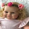 iCradle Reborn Baby Dolls Girl,20 Inch Realistic Newborn Baby Dolls with Curly Blond Hair Blue Eyes Soft Silicone Baby Dolls Best Gift Sets view 2