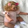 iCradle Reborn Baby Dolls Girl,20 Inch Realistic Newborn Baby Dolls with Curly Blond Hair Blue Eyes Soft Silicone Baby Dolls Best Gift Sets view 4