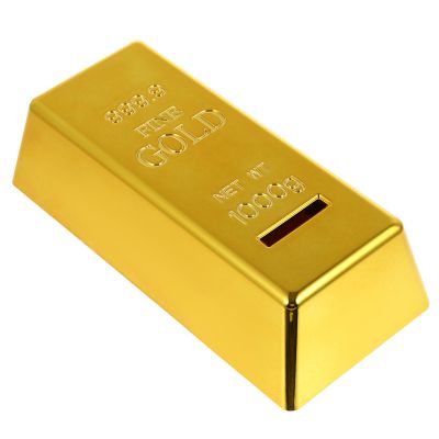 Golden Bar Coin Bank Piggy Bank Money Box Luxury Style Coin Saving Box with Removable Stopper for Home and Office Decor