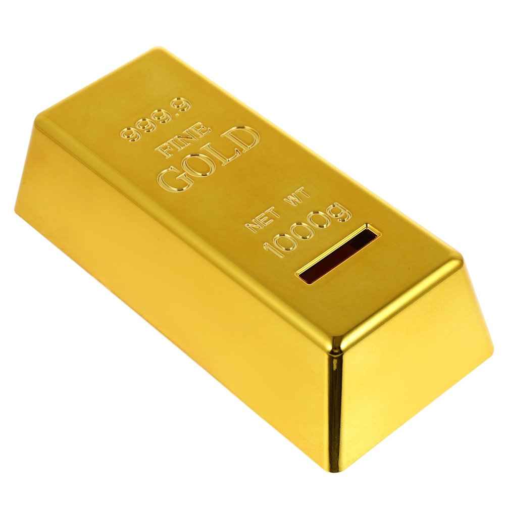 Golden Bar Coin Bank Piggy Bank Money Box Luxury Style Coin Saving Box with Removable Stopper for Home and Office Decor