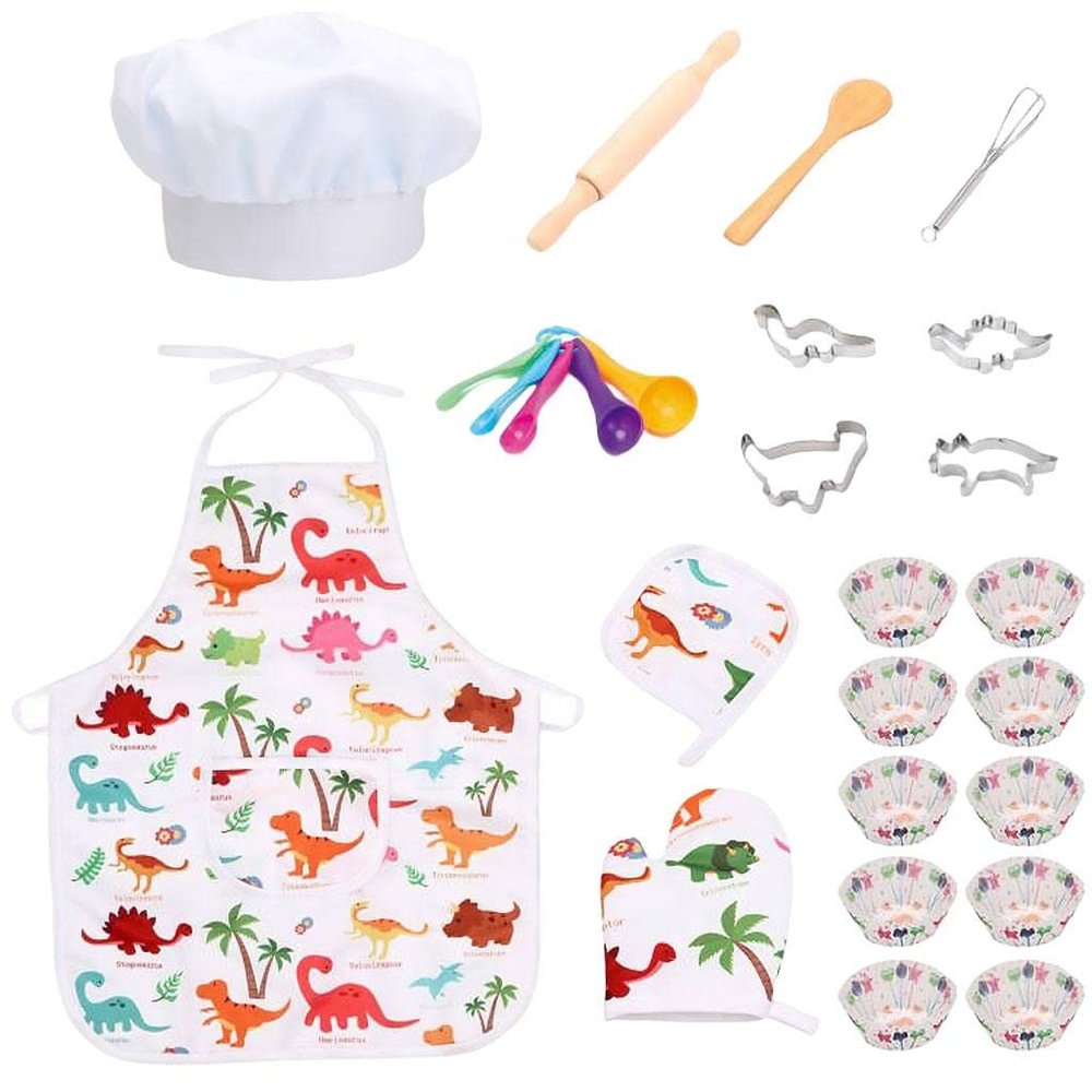 Yiju 25x Pretend Play Costume Set Outfit Dress Accessories Cooking Baking Cute Learn Playset Baking Tools Kitchenware for Birthday