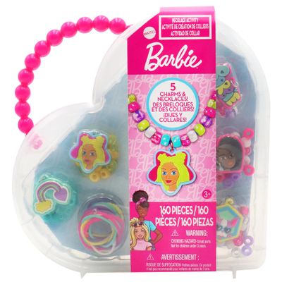 Tara Toys Barbie Necklace Activity Set 160-Piece DIY Jewelry & Bead Kit with 5 Silicone Necklaces, 150+ Beads & Character Charms, Creative Craft Toy for Kids Ages 3+