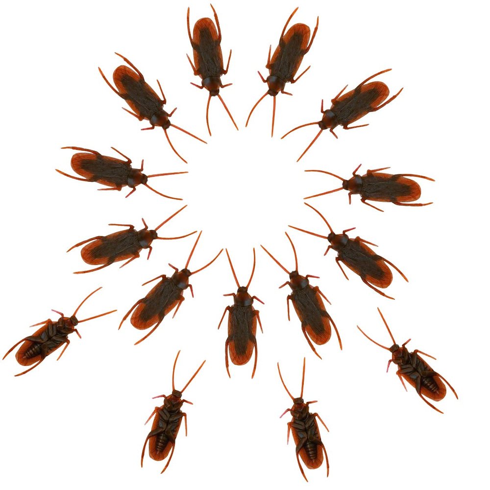 15 Pcs Prank Fake Roaches Model Pretty Creepy Fake Cockroach Realistic Plastic Bugs Trick Joke Roach Look Real Scary Insects Novelty Lifelike Cockroaches for Party Favors Halloween Decoration