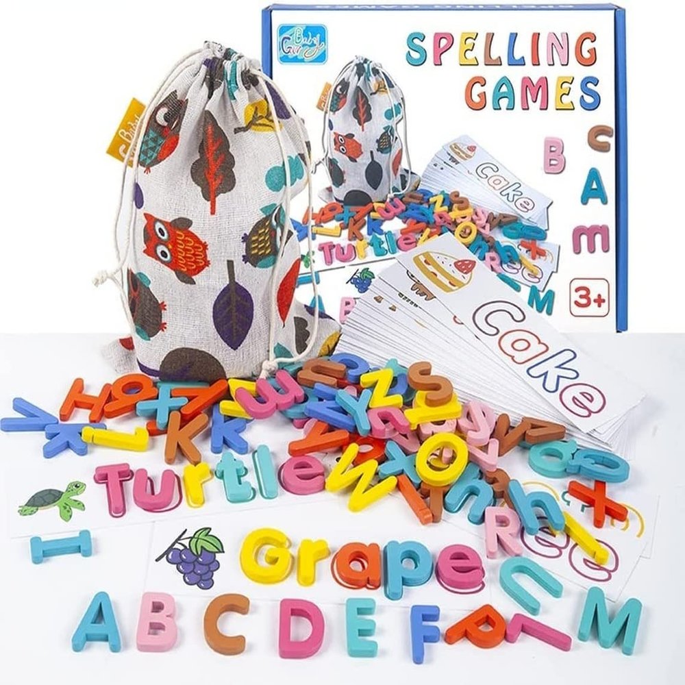 Deerbb English Alphabet Letters Spelling Game Children's Early Learning Education Educational English Card Matching Word Flash Card Toy