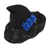 Black Witch Hat Halloween Party Costume Women Girls Big Bow Rose Headband Wicked Wizard Hat Large Brim Witch Cosplay Sun Hat view 3