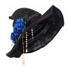 Black Witch Hat Halloween Party Costume Women Girls Big Bow Rose Headband Wicked Wizard Hat Large Brim Witch Cosplay Sun Hat view 4