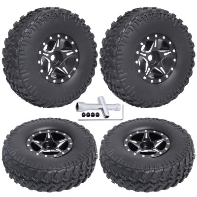 FriHobby Aluminum 1.0 Beadlock Wheels and Tires for Axial SCX24 Deadbolt C10 Jeep Wrangler Bronco Gladiator 1/24 RC Crawler Car Upgrades (4-Pack)