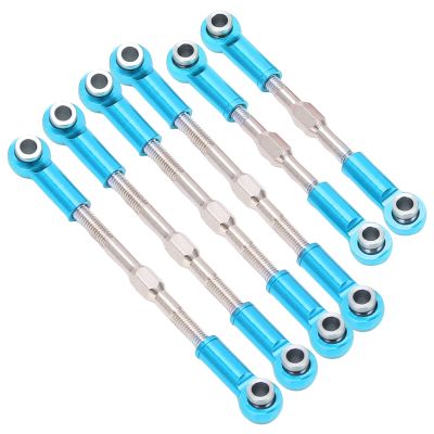 Dilwe RC Pull Rod Set, Aluminium Alloy Long and Short Pull Rod Steering Servo Linkages Tie Rod for 1/14 RC Car RC Car Parts RC Accessories(Blue)