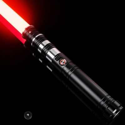 CUSTOM SABER RGB Light Saber 12 Colors Changing,4 Set Sound Fonts Metal Hilt Light Saber, Rechargeable, Support Dueling, Volume Adjustable Light Sabers for Adults with Convertec Wheel-Black