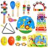 Kids Musical Instruments Set, 20 Pcs Toddler Wooden Percussion Instruments for Baby Children with Tambourine Xylophone Maracas, Preschool Musical Toys Set for Boys and Girls with Carrying Bag view 1