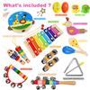 Kids Musical Instruments Set, 20 Pcs Toddler Wooden Percussion Instruments for Baby Children with Tambourine Xylophone Maracas, Preschool Musical Toys Set for Boys and Girls with Carrying Bag view 4