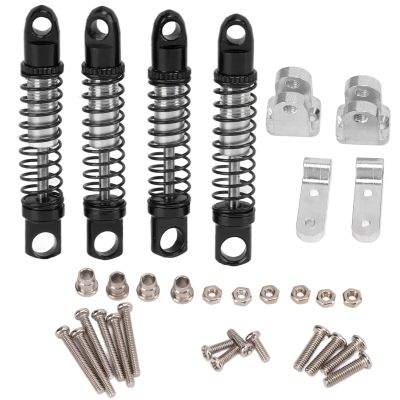 Drfeify RC Alu Shock Absorber Set, Hole to Hole 35mm, Front + Rear, Bracket + Screw Kit, Upgrades Parts for D12 1/10 RC Car, 4 Pcs/Set(Black)