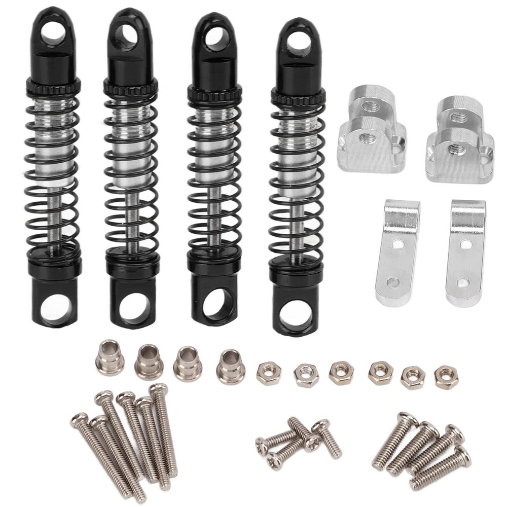 Drfeify RC Alu Shock Absorber Set, Hole to Hole 35mm, Front + Rear, Bracket + Screw Kit, Upgrades Parts for D12 1/10 RC Car, 4 Pcs/Set(Black)