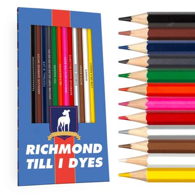 Pun Labs Richmond Till I Dyes Colored Pencil Set Ted Lasso Inspired Parody Pencils for Fans of the Show Set of 12 Foil-Stamped Pencils with Clever TV Show References Fun School Supplies & Gifts