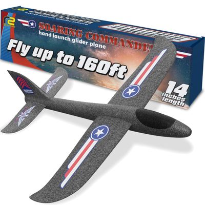 Foam Airplane Toy for Kids  Easy to Throw Glider Plane - Gifts for Boys & Girls & Birthday Gift Ideas - Soft & Safe Outdoor Toy - Xmas Gifting Ideas Christmass Present Ages 4 5 6 7 8 9 10 11 12 +