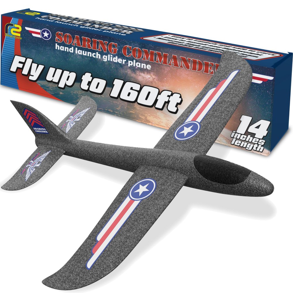 Foam Airplane Toy for Kids  Easy to Throw Glider Plane - Gifts for Boys & Girls & Birthday Gift Ideas - Soft & Safe Outdoor Toy - Xmas Gifting Ideas Christmass Present Ages 4 5 6 7 8 9 10 11 12 +