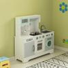 Gardenised Wooden Play Kitchen Toy, Light on Microwave, Cabinet, Washer, Sound Electronic Stove, Microwave and Sink Ages 3+ view 2