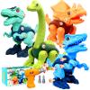 Dinosaur Toys for Kids, 4 Pack Take Apart Dinosaur Toys with Electric Drill for 3 4 5 6 7 8Year Old Boys and Girls, STEM Construction Building Play Toy for Christmas Birthday Gifts view 1