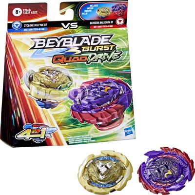Beyblade Hasbro Burst QuadDrive Berserk Balderov B7 and Cyclone Belfyre B7 Spinning Top Dual Pack - 2 Battling Game Top Toy for Kids Ages 8 and Up