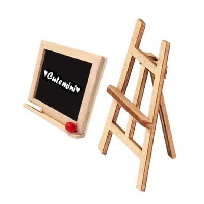 Dollhouse Chalkboard 1:12 Scale Accessories Miniature Chalk Eraser Set with Stand Schoolhouse Wooden Decoration Ornament Art Standing