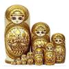 BDPP Nesting Dolls Russian Nesting Dolls 10pcs Set Wood Doll Traditional Matryoshka Nesting Doll Souvenir Educational Toy Creative Birthday Gift Matryoshka (Color : Gold) view 1