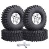 FriHobby 1.9 Inch Beadlock Wheels and Tires Wheel Hubs for Traxxas TRX4 SCX10 Gen 8 1/10 Scale RC Crawler Car Truck, Set of 4 (Sliver Rims) view 1