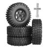 FriHobby 4-Pack 1.9 Inch Beadlock Wheels and Tires Wheel Hubs for Traxxas TRX4 SCX10 Gen 8 1/10 Scale RC Crawler Car Truck (Black Rims) view 2