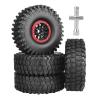 4pcs FriHobby High-Performance 1.9 Inch Beadlock Wheels and Tires Set Soft Good Grip for 1/10 Scale RC Crawler Cars Trucks Compatible with Traxxas TRX4 Axial SCX10 Redcat Gen 8 (Red Rims) view 1