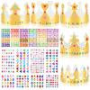 34 Pieces Golden Paper Princess Prince Crowns for Kids Birthday Party Hats Gold for Boys Girls DIY Crown Supplies (Stylish Style) view 1