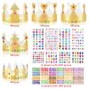34 Pieces Golden Paper Princess Prince Crowns for Kids Birthday Party Hats Gold for Boys Girls DIY Crown Supplies (Stylish Style) view 2