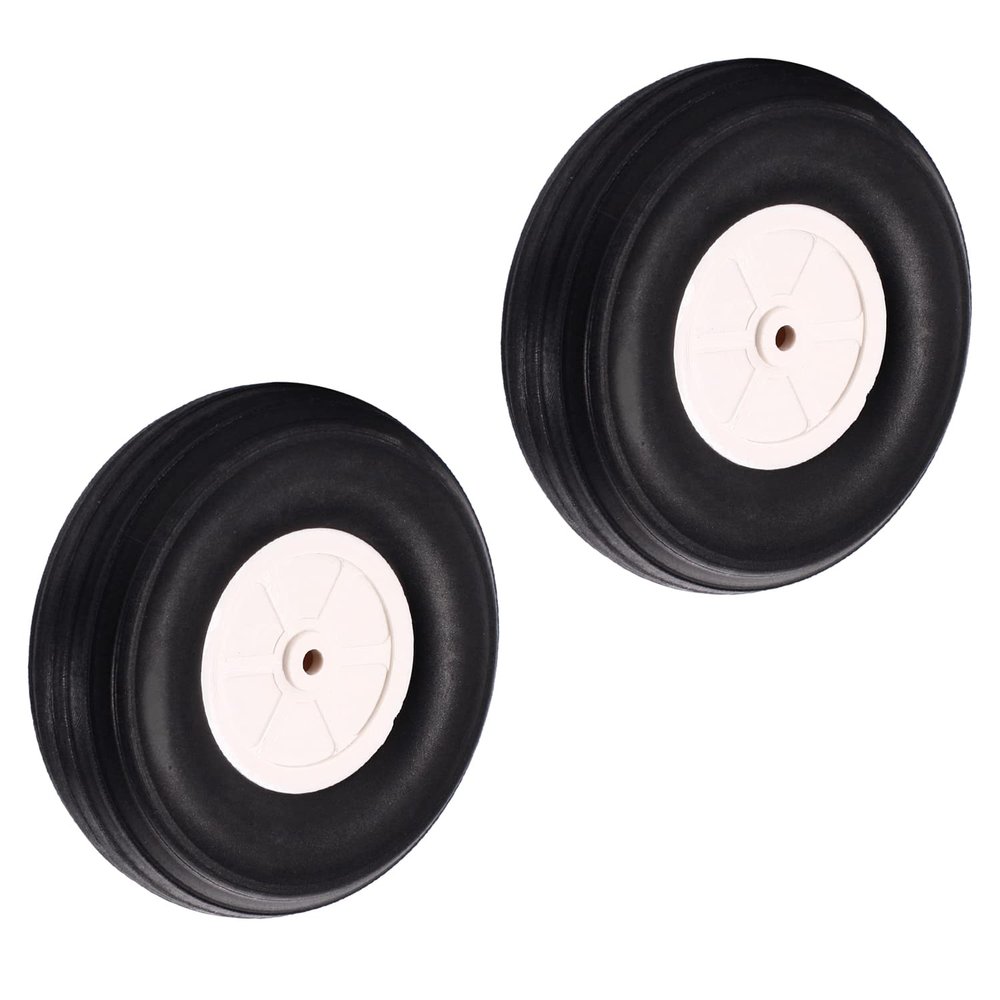 Heyiarbeit 4.5" RC Model Airplane Foam Wheel Super Light Tire and Wheel Sets for RC Airplane PU Sponge Tire with Plastic Hub 2 Pcs