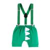 1st Birthday Outfit for Boys Gentleman Bowtie Romper+Diaper Cover Shorts+Y-Back Suspenders 3pcs Set First Birthday Party Cake Smash Dinosaur Fancy Costume Photo Shoot Green-1st Boxer 6-12 Months view 3