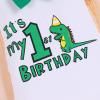 1st Birthday Outfit for Boys Gentleman Bowtie Romper+Diaper Cover Shorts+Y-Back Suspenders 3pcs Set First Birthday Party Cake Smash Dinosaur Fancy Costume Photo Shoot Green-1st Boxer 6-12 Months view 4
