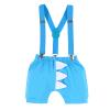 1st Birthday Outfit for Boys Gentleman Bowtie Romper+Diaper Cover Shorts+Y-Back Suspenders 3pcs Set First Birthday Party Cake Smash Dinosaur Fancy Costume Photo Shoot Blue-one Boxer 12-18 Months view 3
