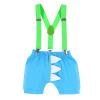 1st Birthday Outfit for Boys Gentleman Bowtie Romper+Diaper Cover Shorts+Y-Back Suspenders 3pcs Set First Birthday Party Cake Smash Dinosaur Fancy Costume Photo Shoot Blue-1st Boxer 12-18 Months view 3