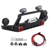 FriHobby 1/10 RC Crawler Front Bumper Mounts Set Metal w/Winch & 5mm LED White Lights for TRX-4 Axial SCX10 II 90046 SCX10 III AXI03007 Redcat Gen 7 view 1